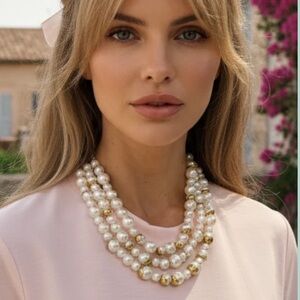 NEW! Classic Gold & Pearl Multi-Strand Necklace